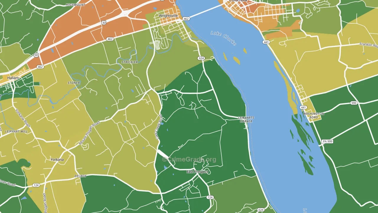 Wrightsville, PA Map of Drug-Related Crime Rates