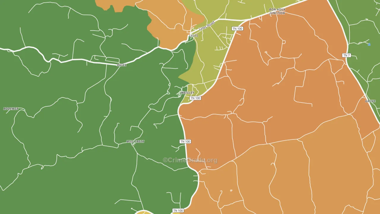 Wrigley, TN Map of Drug-Related Crime Rates