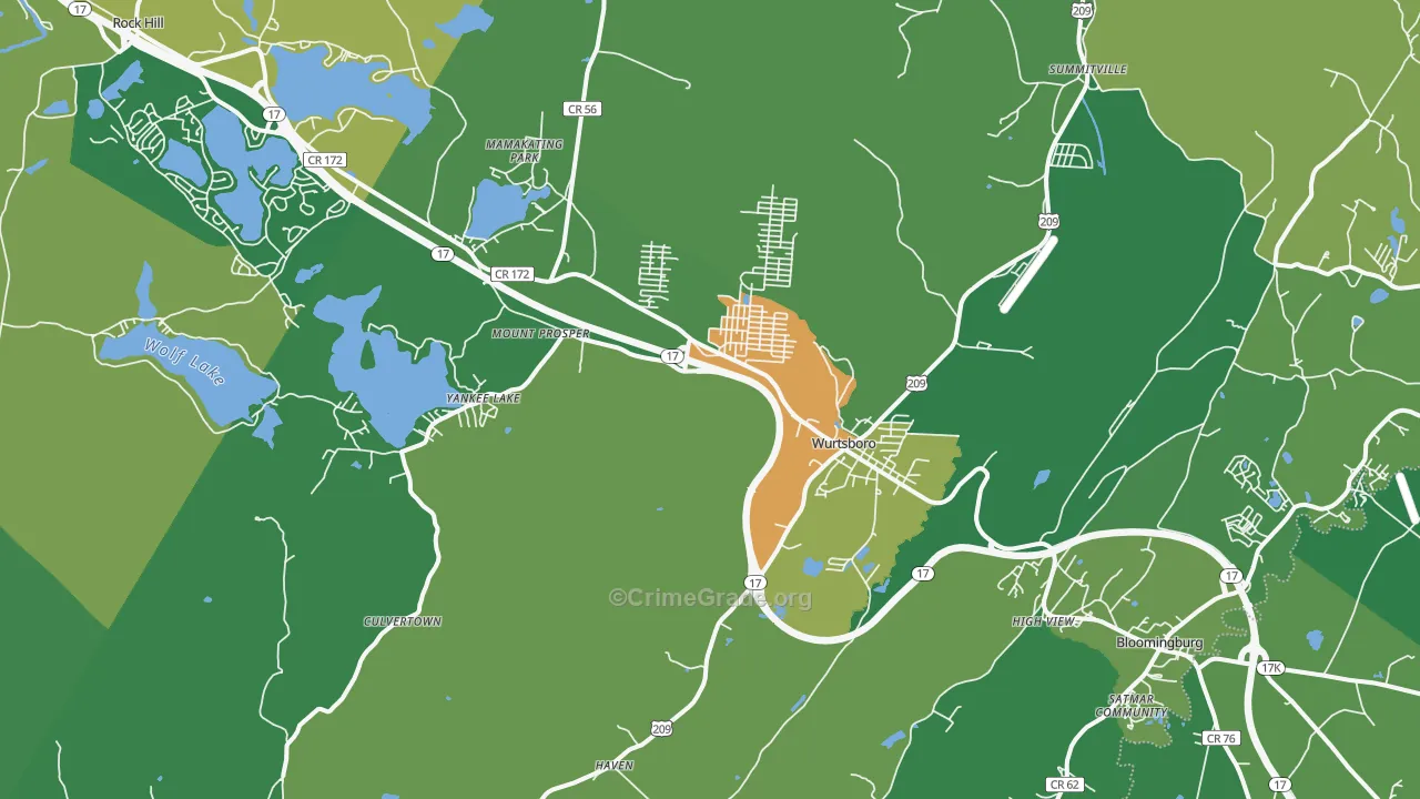Wurtsboro, NY Map of Drug-Related Crime Rates