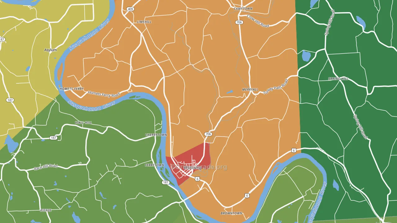 Wyalusing, PA Map of Drug-Related Crime Rates