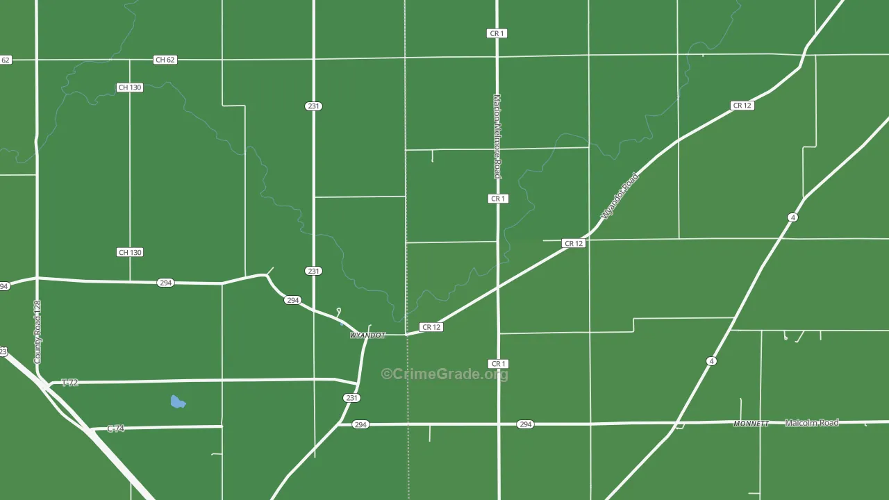 Wyandot, OH Map of Drug-Related Crime Rates