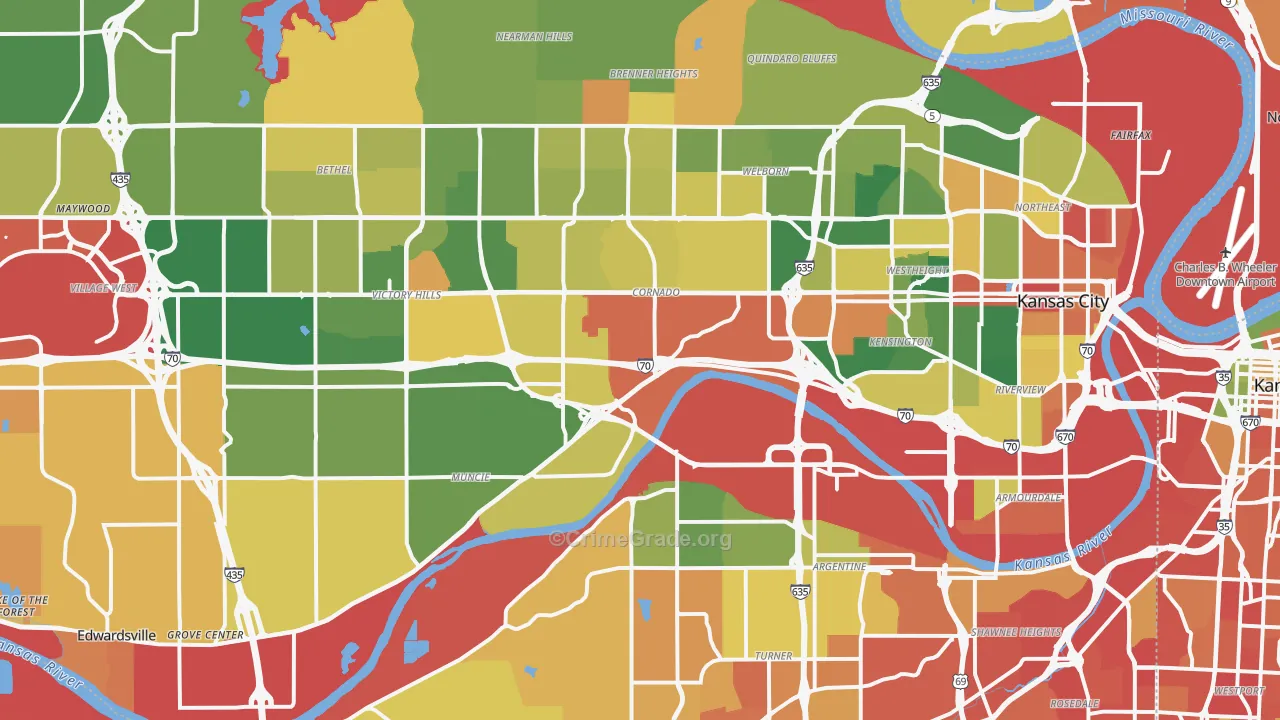 Wyandotte County, KS Map of Drug-Related Crime Rates