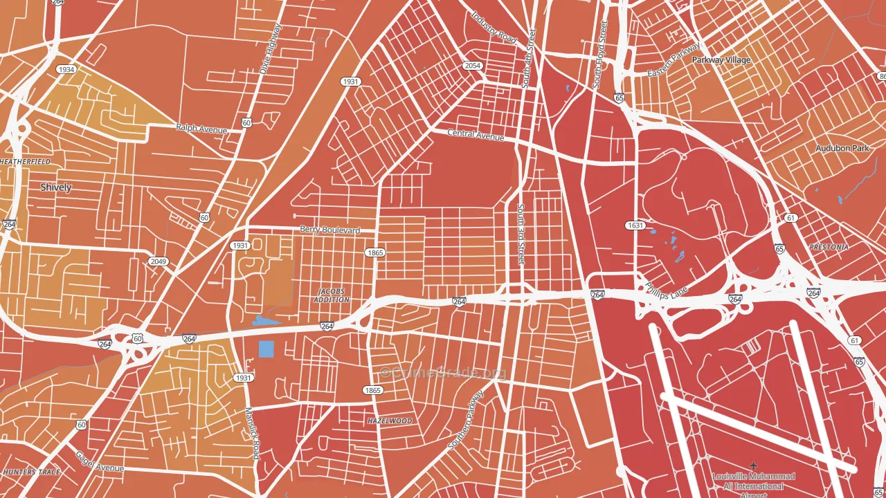 Wyandotte, Louisville, KY Map of Drug-Related Crime Rates