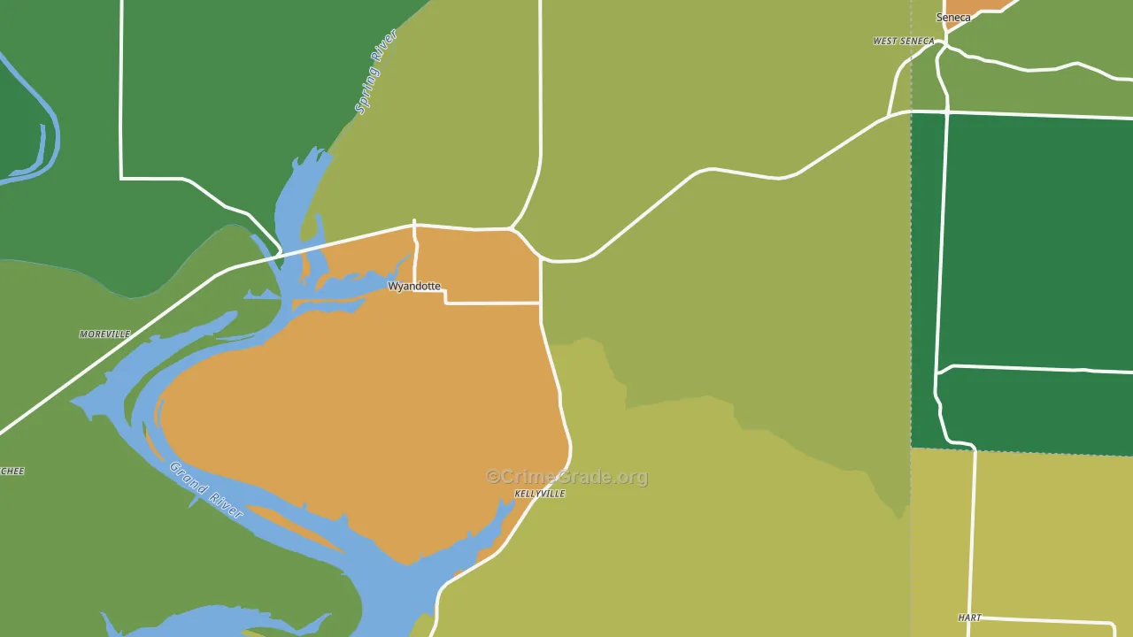 Wyandotte, OK Map of Drug-Related Crime Rates