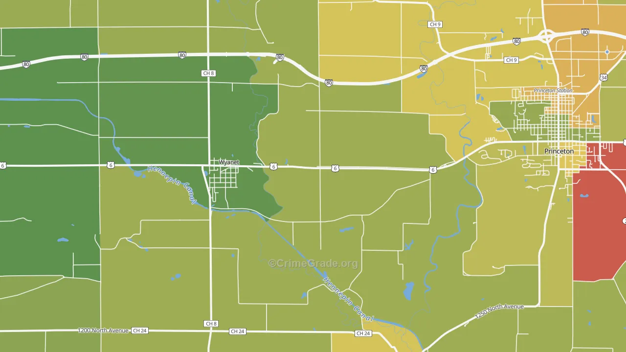 Wyanet, IL Map of Drug-Related Crime Rates