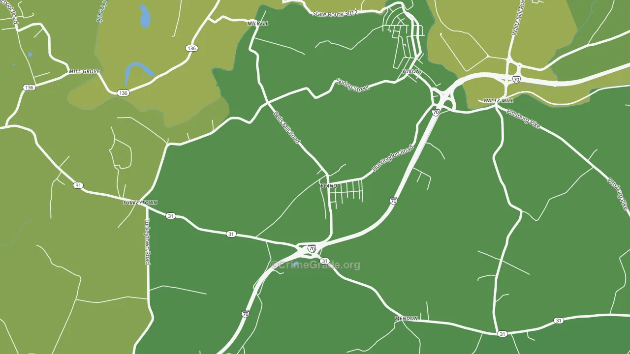 Wyano, PA Map of Drug-Related Crime Rates