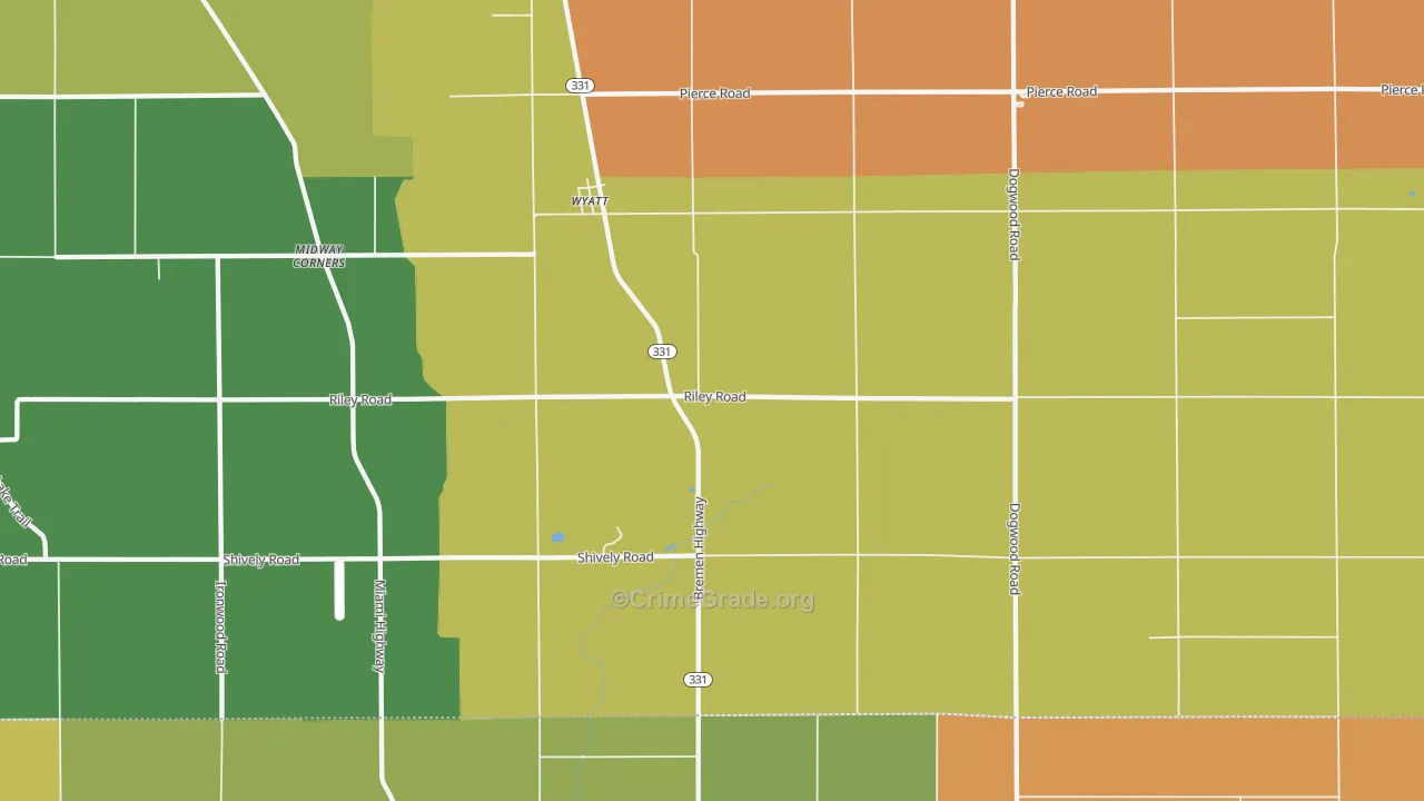 Wyatt, IN Map of Drug-Related Crime Rates