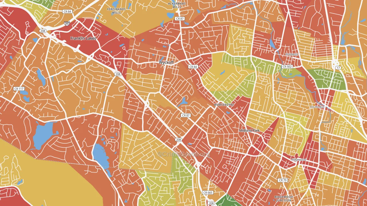 Wyckoff, NJ Map of Drug-Related Crime Rates