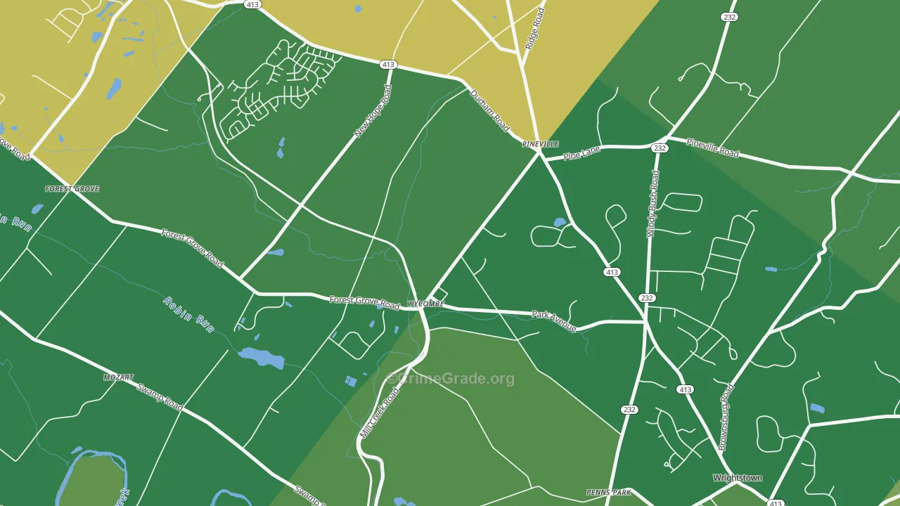 Wycombe, PA Map of Drug-Related Crime Rates