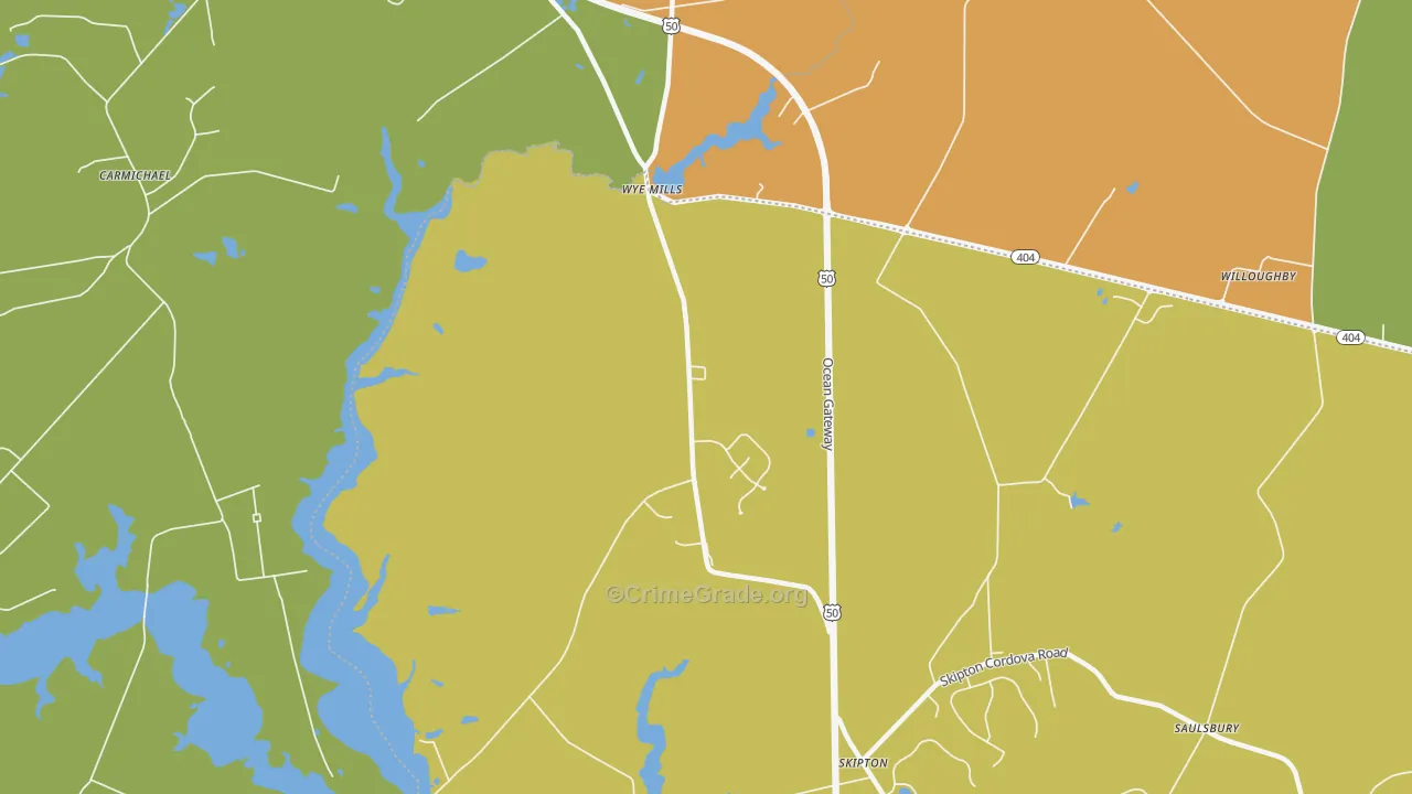 Wye Mills, MD Map of Drug-Related Crime Rates
