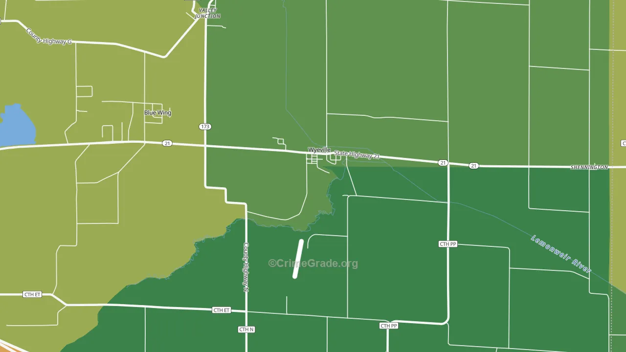 Wyeville, WI Map of Drug-Related Crime Rates