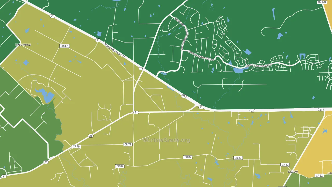 Wyldwood, TX Map of Drug-Related Crime Rates