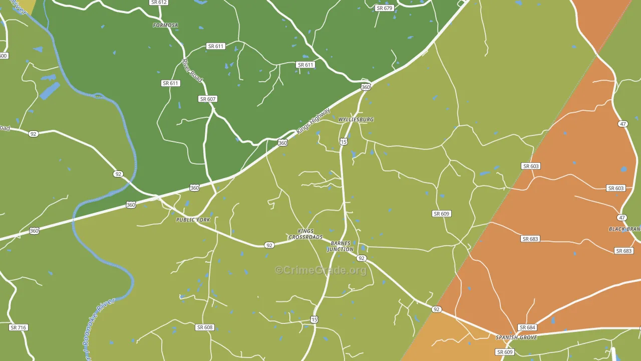 Wylliesburg, VA Map of Drug-Related Crime Rates