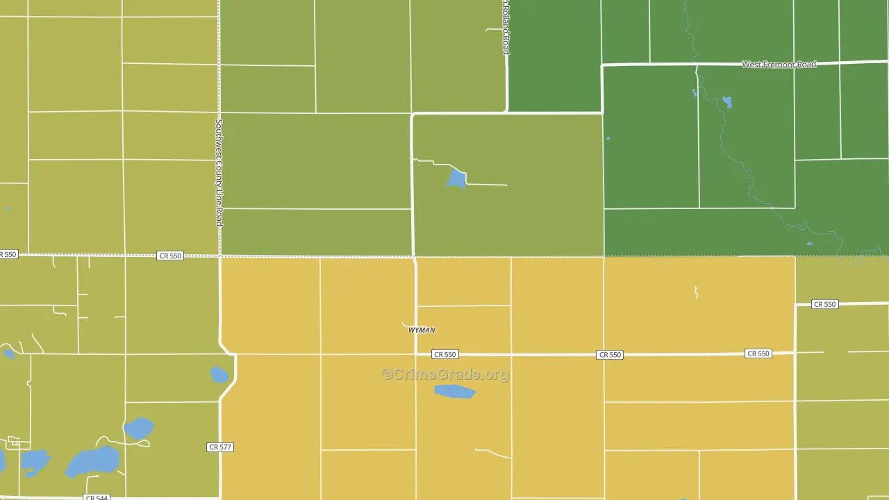 Wyman, MI Map of Drug-Related Crime Rates