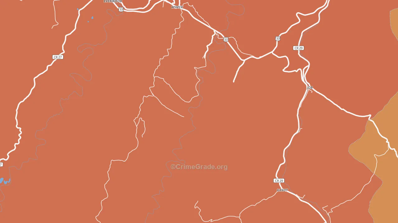 Wymer, WV Map of Drug-Related Crime Rates