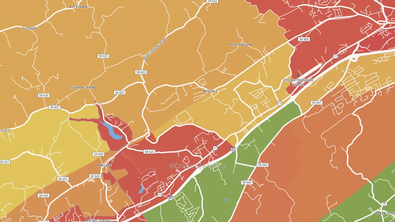 Wyndale, VA Map of Drug-Related Crime Rates