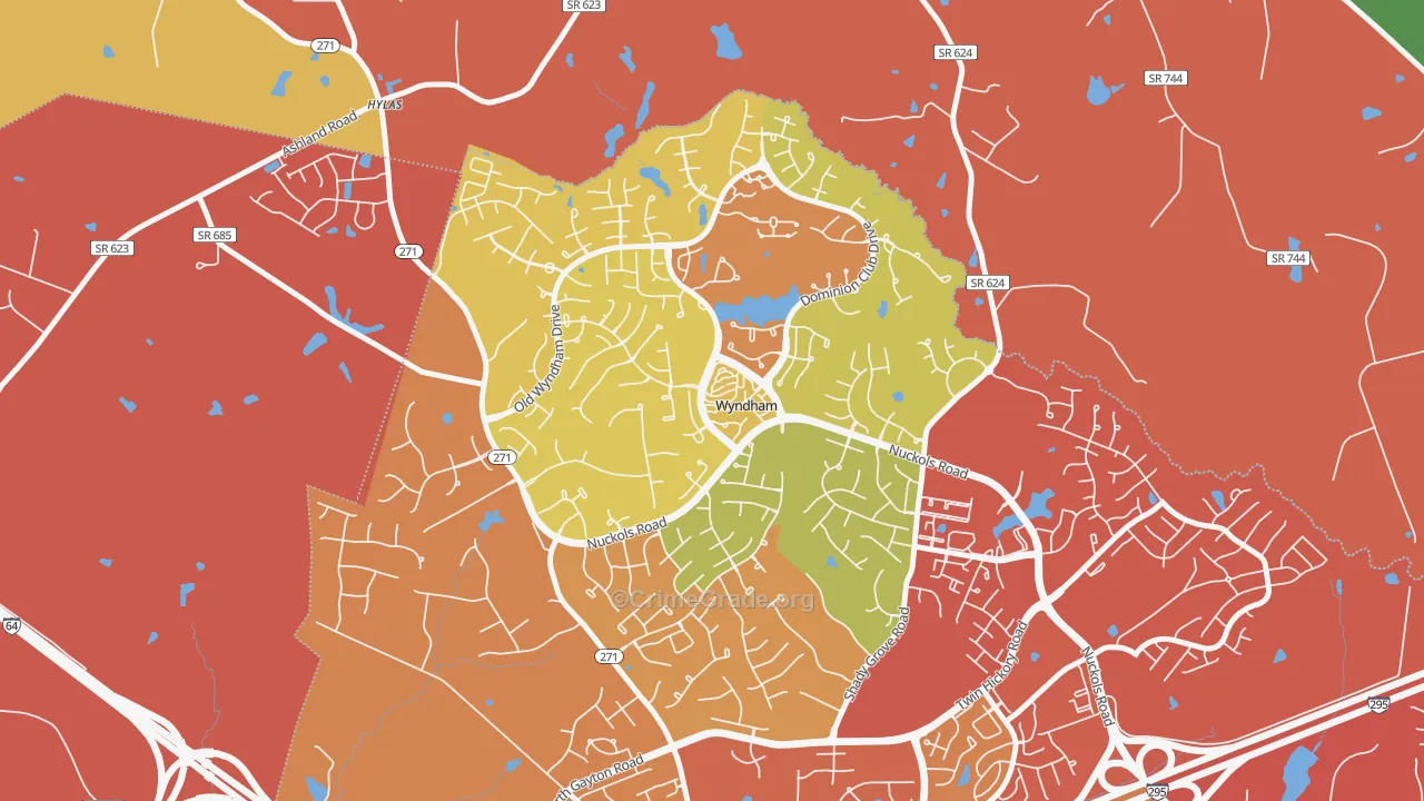 Wyndham, VA Map of Drug-Related Crime Rates