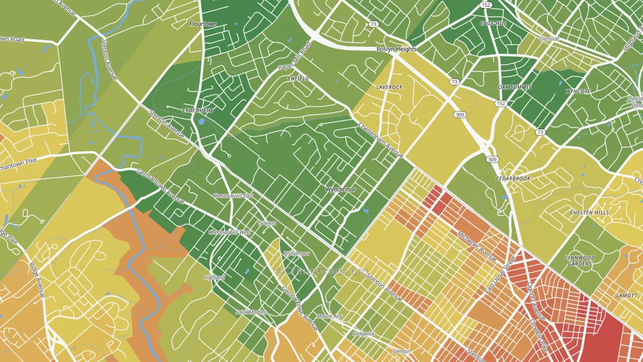 Wyndmoor, Glenside, PA Map of Drug-Related Crime Rates