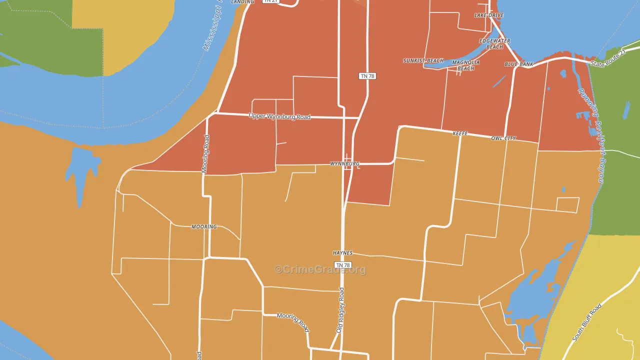 Wynnburg, TN Map of Drug-Related Crime Rates