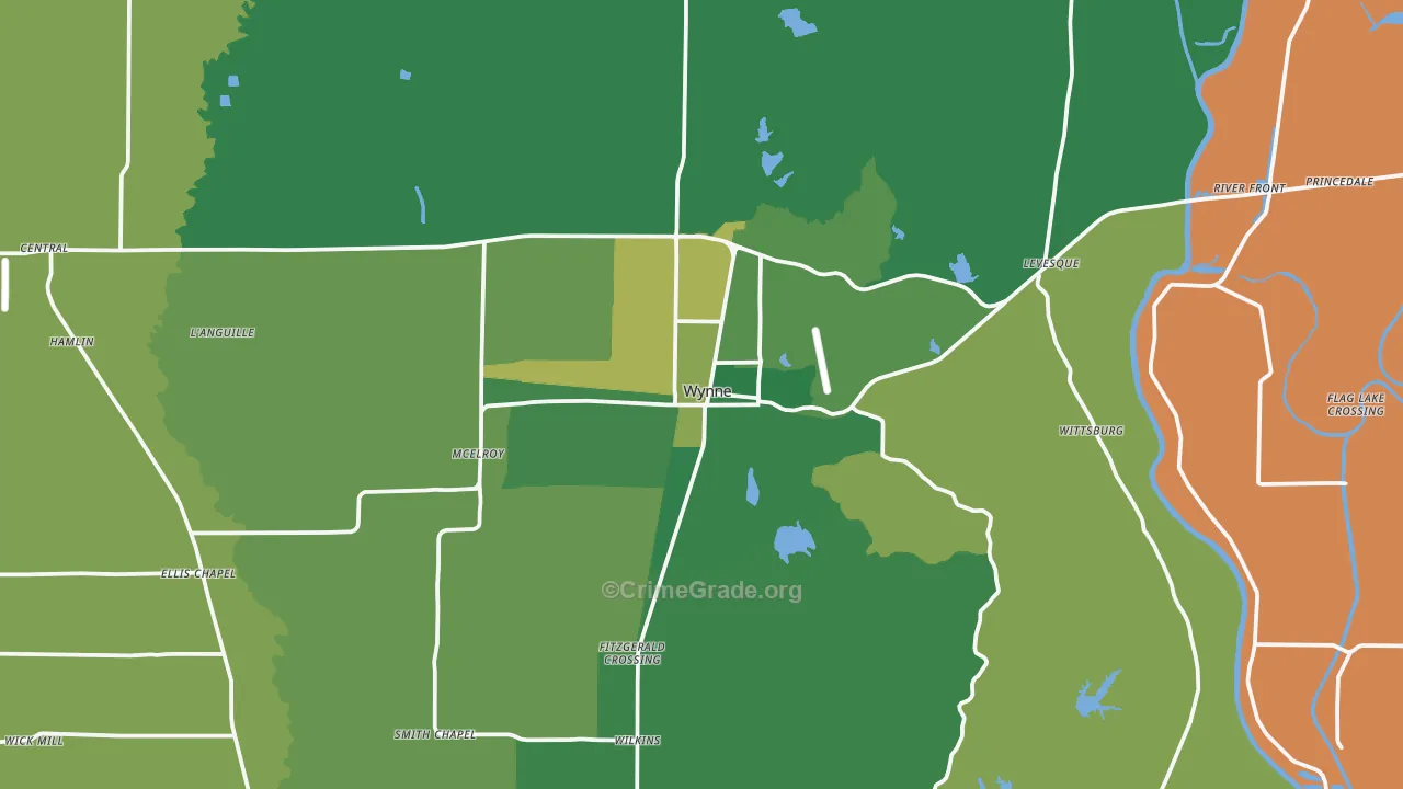 Wynne, AR Map of Drug-Related Crime Rates