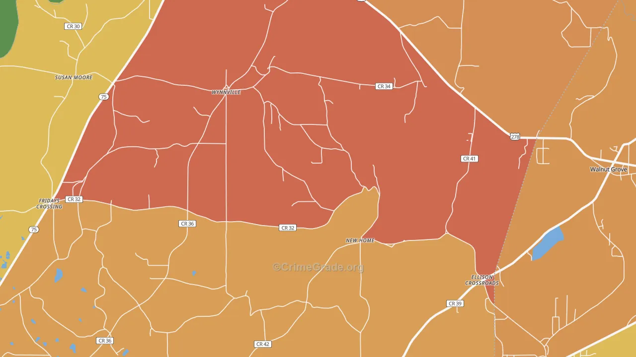 Wynnville, AL Map of Drug-Related Crime Rates