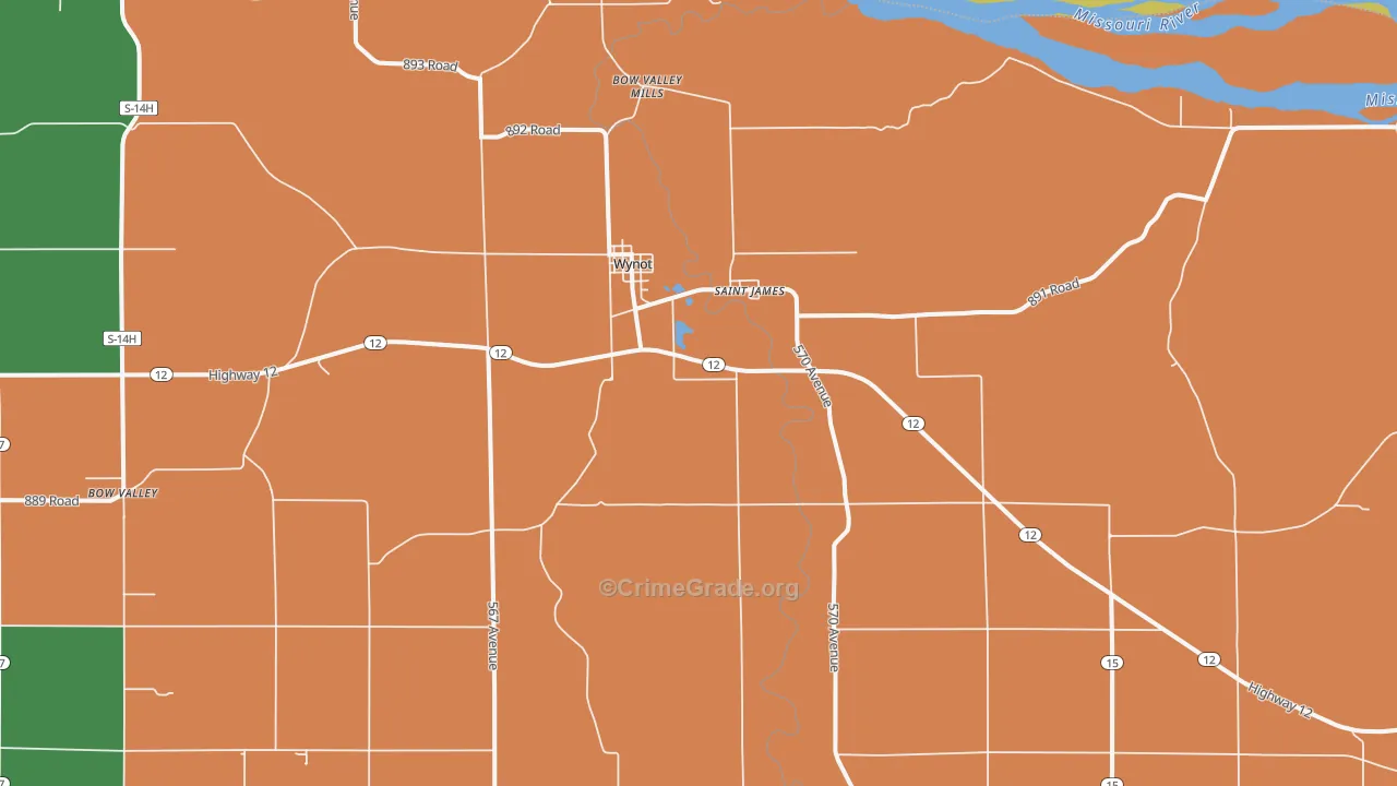 Wynot, NE Map of Drug-Related Crime Rates