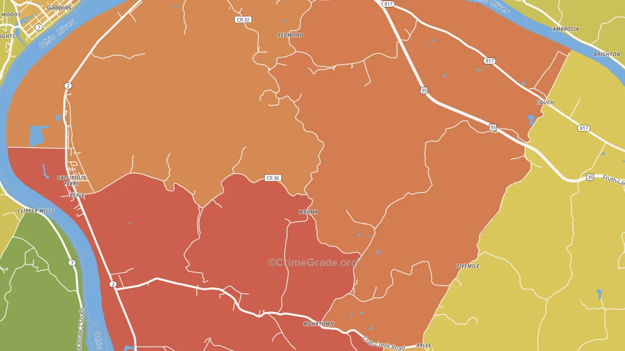 Wyoma, WV Map of Drug-Related Crime Rates