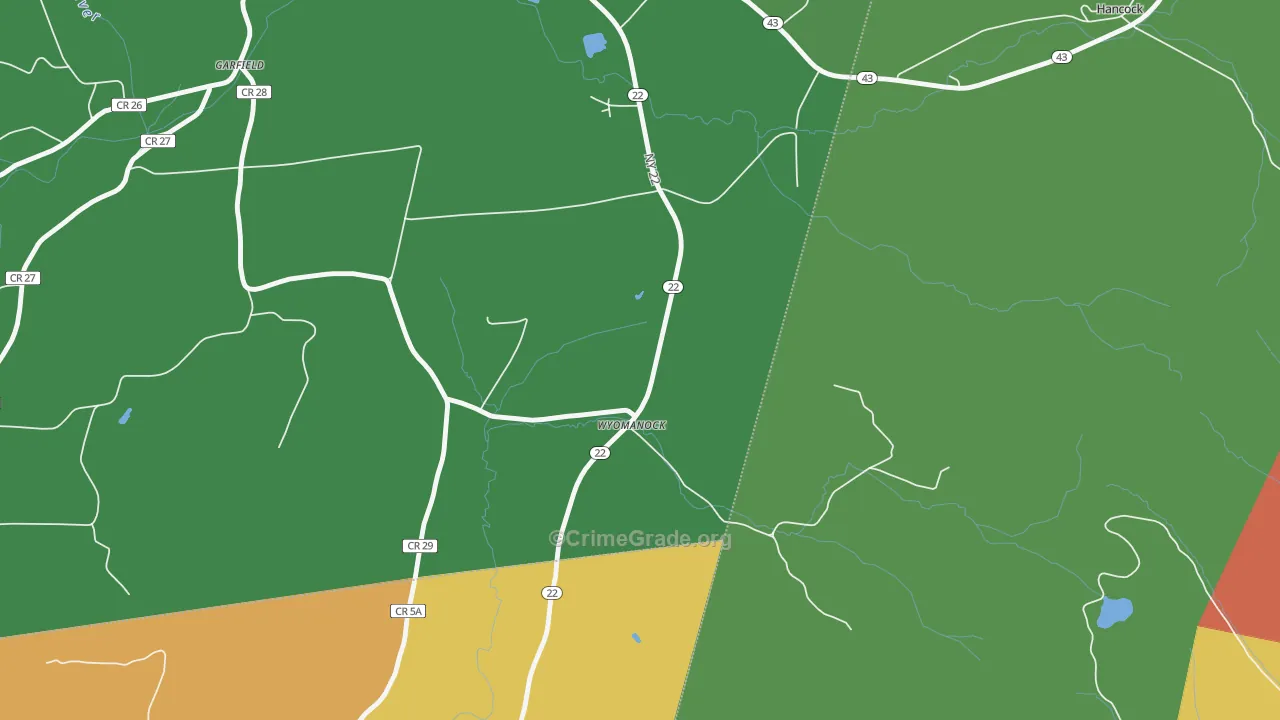 Wyomanock, NY Map of Drug-Related Crime Rates