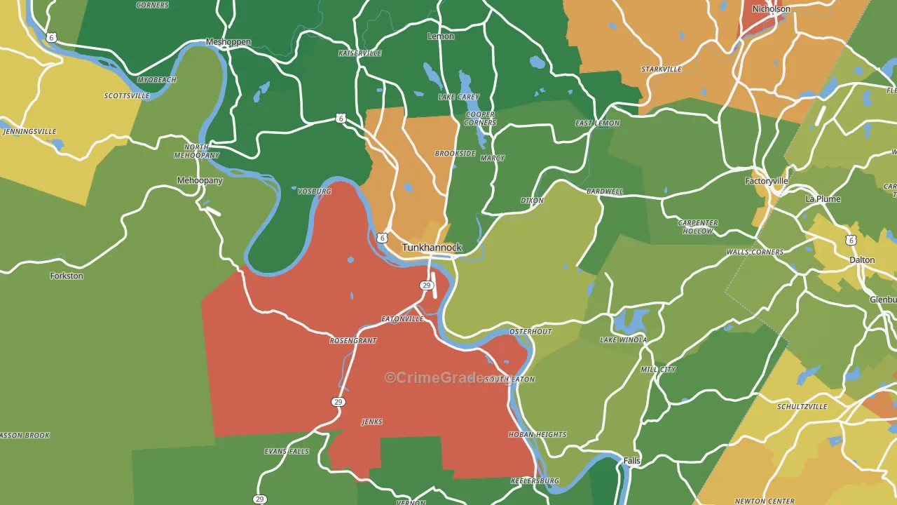 Wyoming County, PA Map of Drug-Related Crime Rates