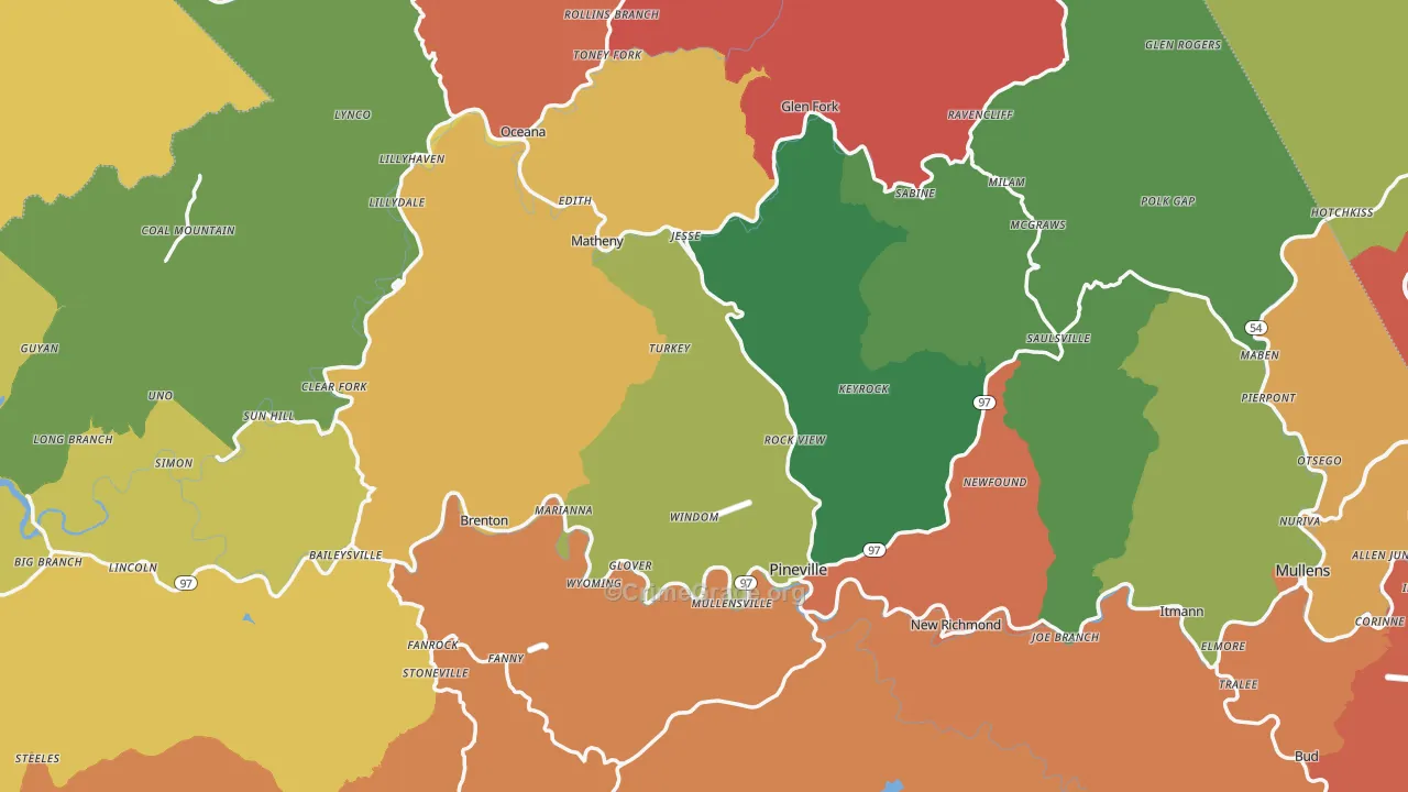 Wyoming County, WV Map of Drug-Related Crime Rates