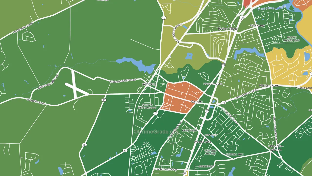 Wyoming, DE Map of Drug-Related Crime Rates