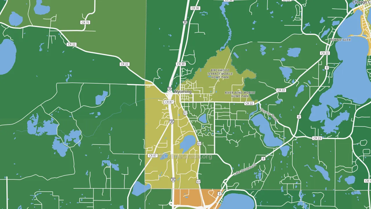 Wyoming, MN Map of Drug-Related Crime Rates