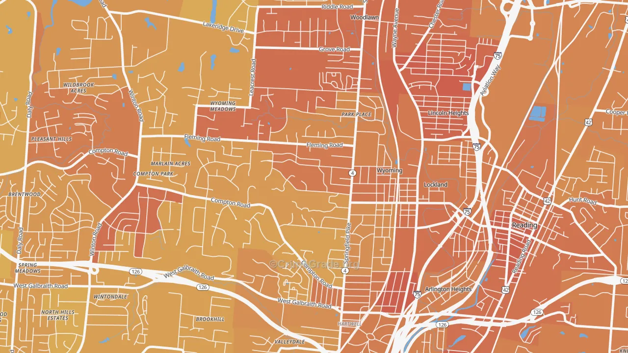 Wyoming, OH Map of Drug-Related Crime Rates
