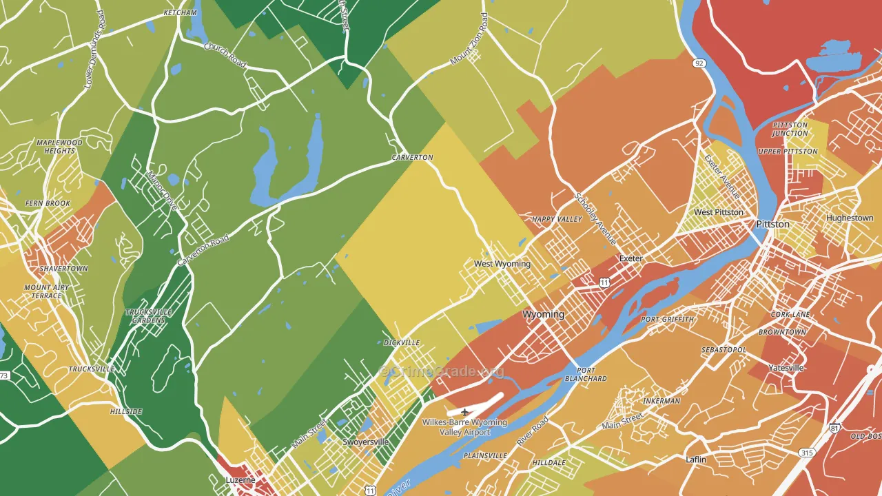 Wyoming, PA Map of Drug-Related Crime Rates