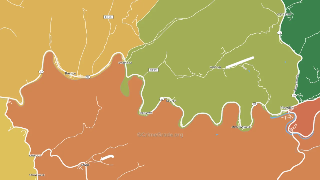 Wyoming, WV Map of Drug-Related Crime Rates