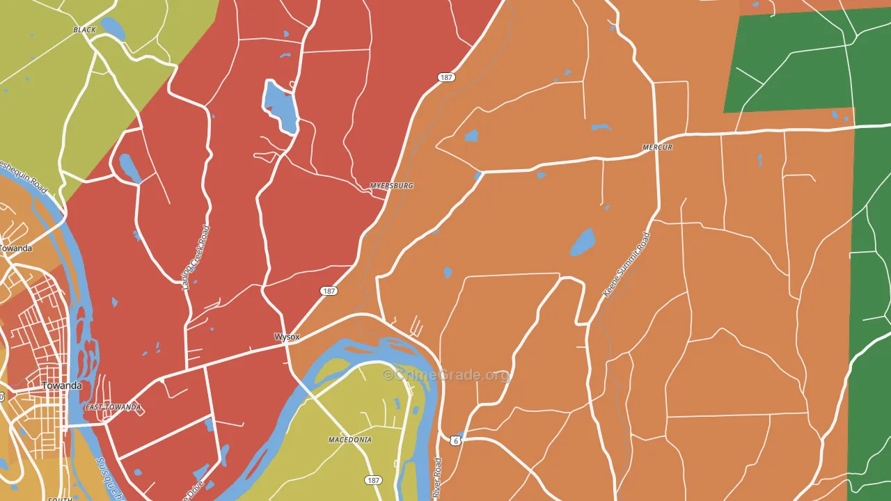 Wysox, PA Map of Drug-Related Crime Rates