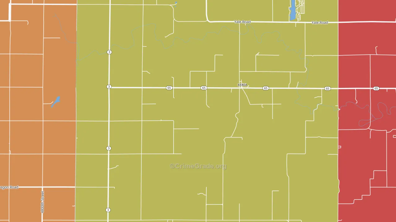 Xenia, KS Map of Drug-Related Crime Rates
