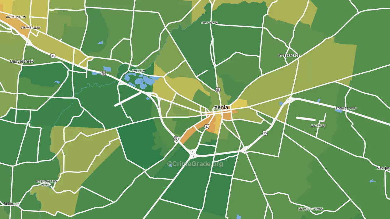 Xenia, OH Map of Drug-Related Crime Rates