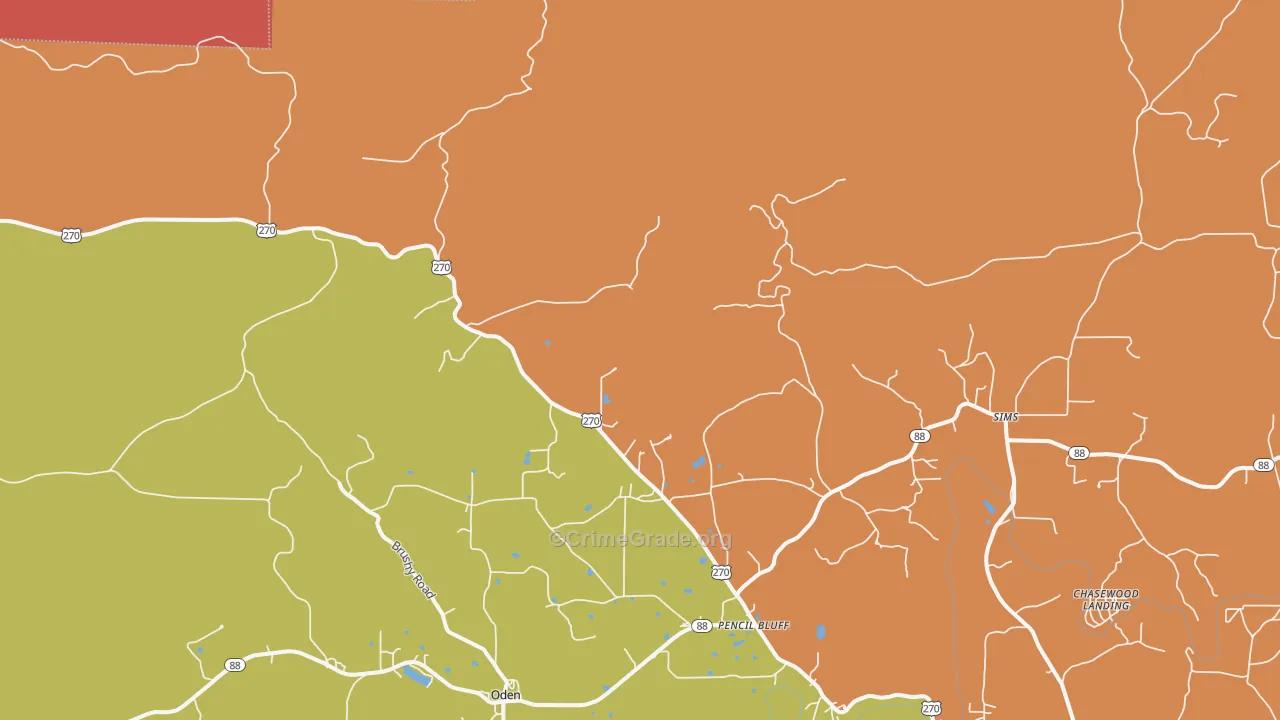 Y City, AR Map of Drug-Related Crime Rates