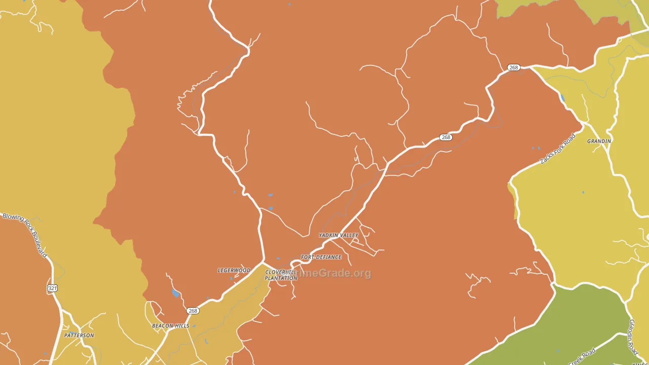 Yadkin Valley, NC Map of Drug-Related Crime Rates