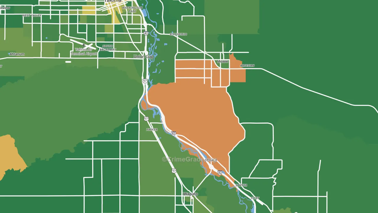 Yakima County, WA Map of Drug-Related Crime Rates