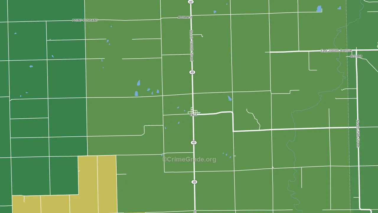 Yale, IL Map of Drug-Related Crime Rates