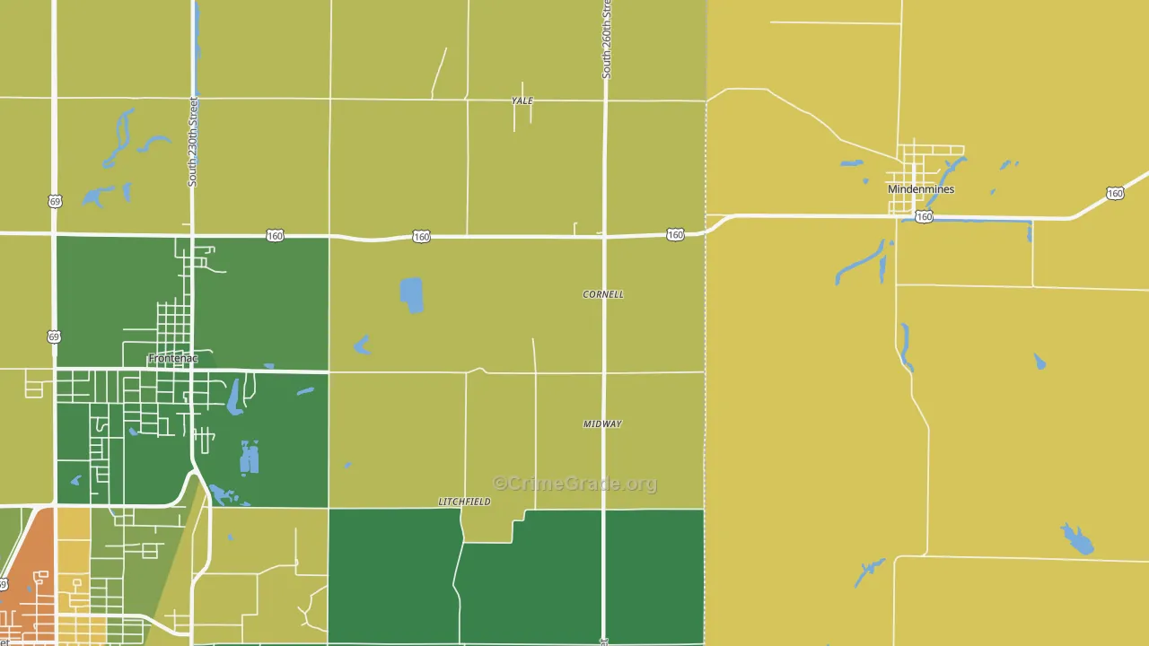 Yale, KS Map of Drug-Related Crime Rates