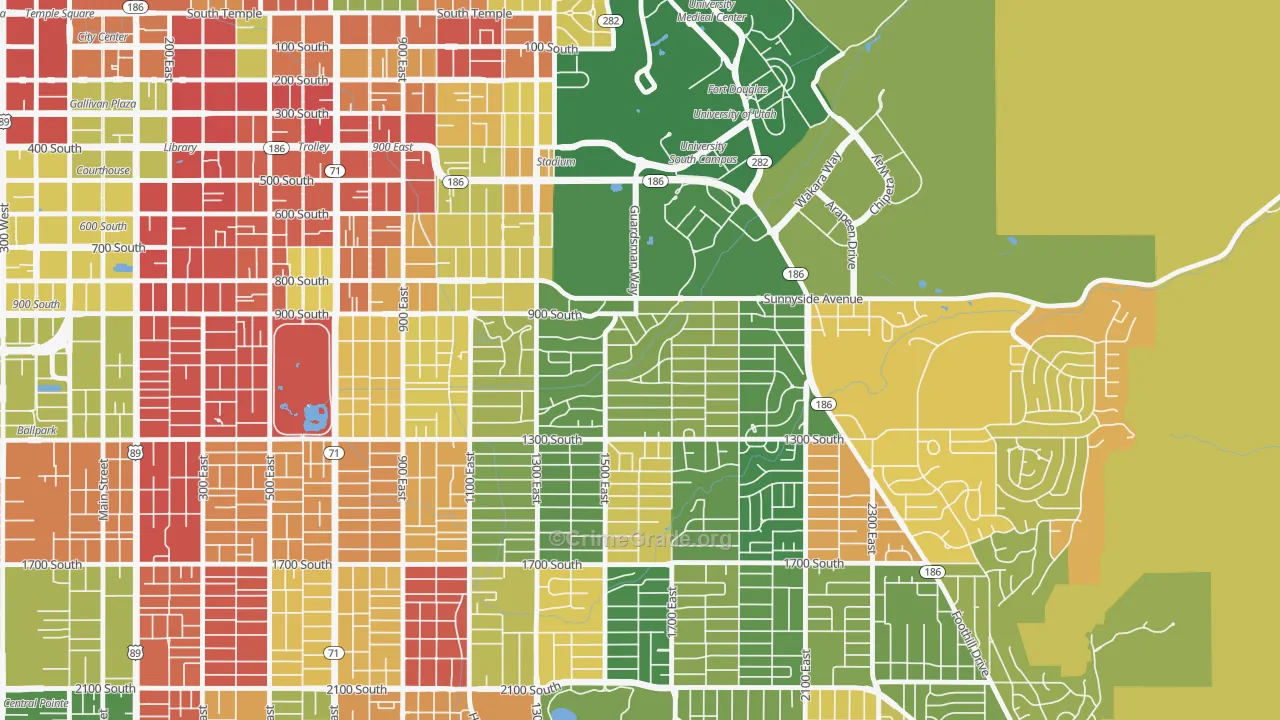 Yalecrest, Salt Lake City, UT Map of Drug-Related Crime Rates