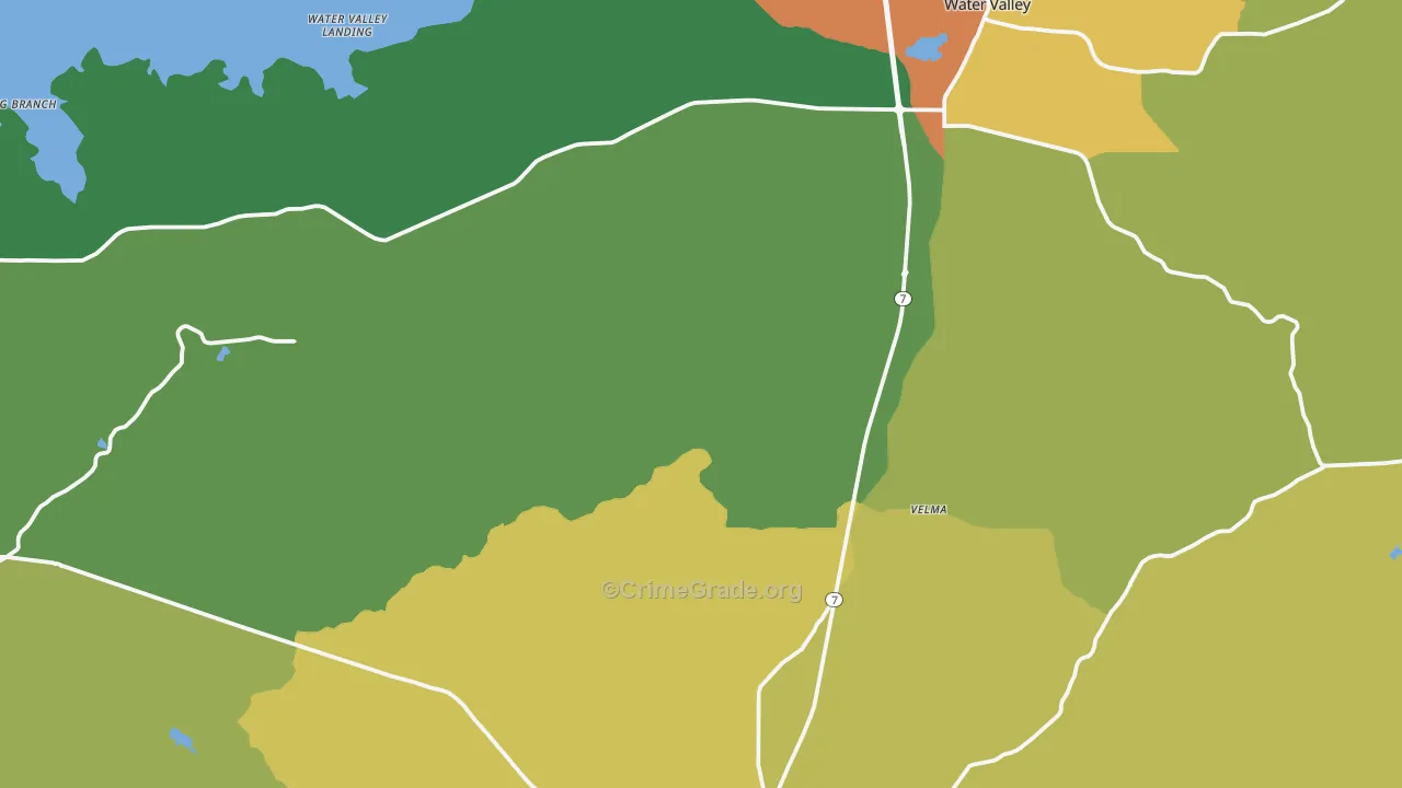 Yalobusha County, MS Map of Drug-Related Crime Rates