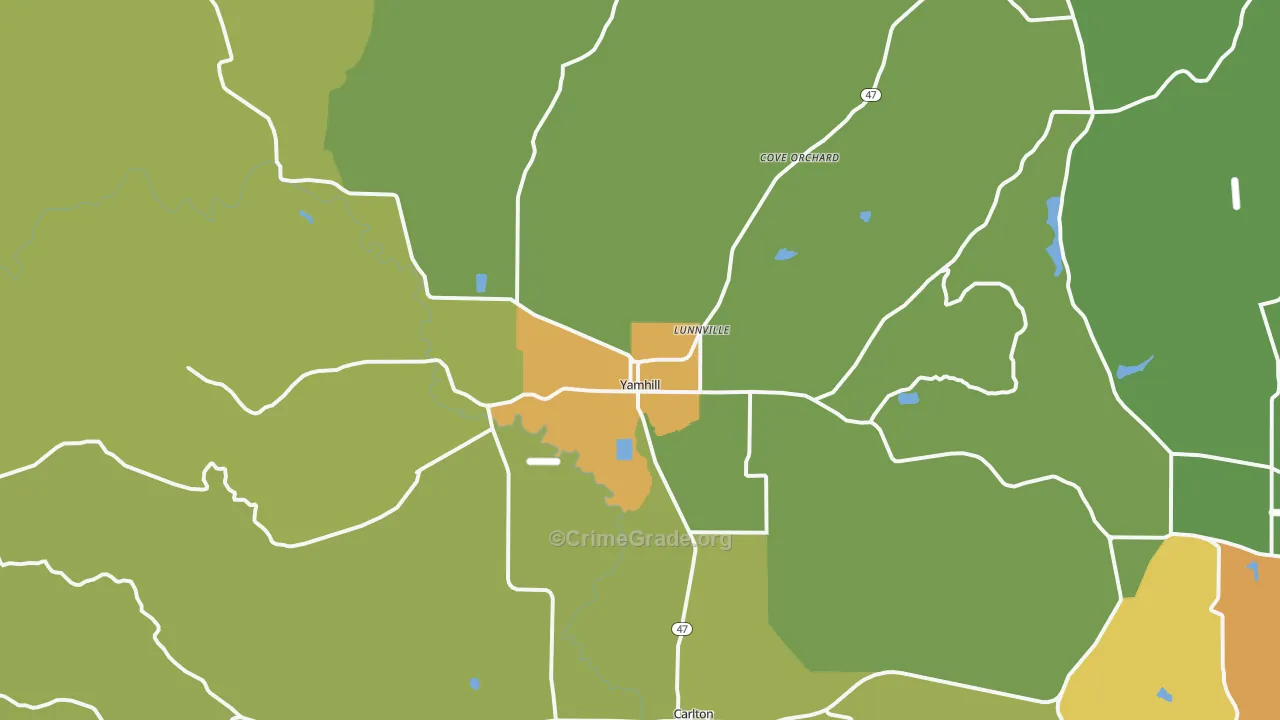 Yamhill, OR Map of Drug-Related Crime Rates