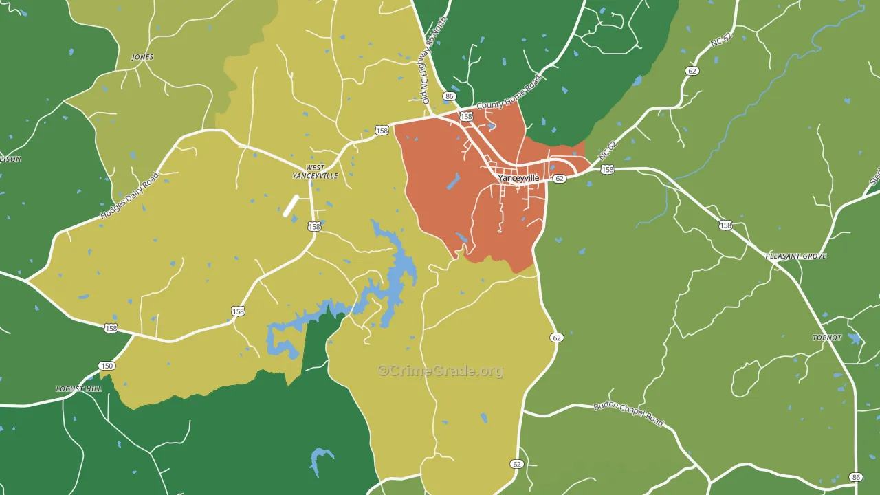 Yanceyville, NC Map of Drug-Related Crime Rates