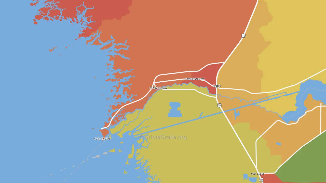 Yankeetown, FL Map of Drug-Related Crime Rates