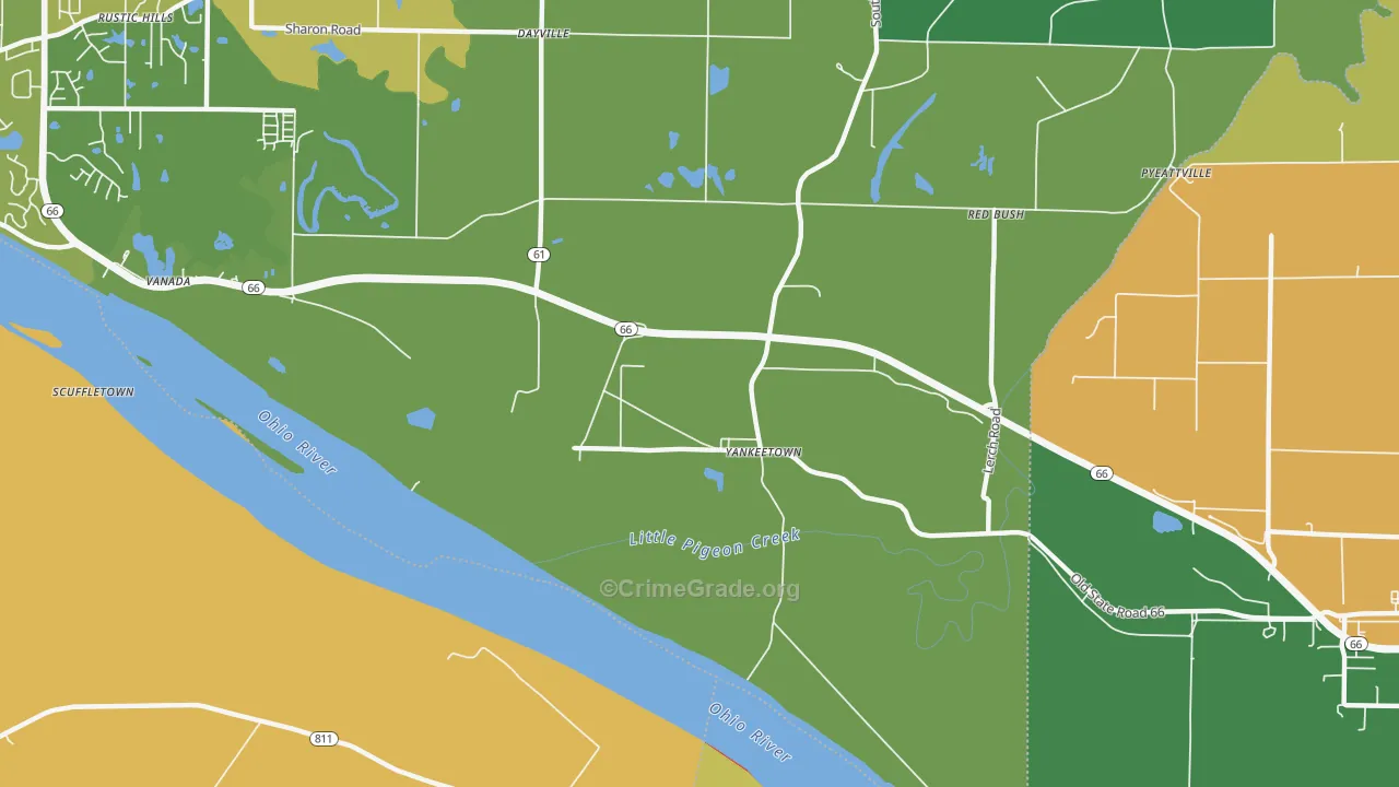 Yankeetown, IN Map of Drug-Related Crime Rates