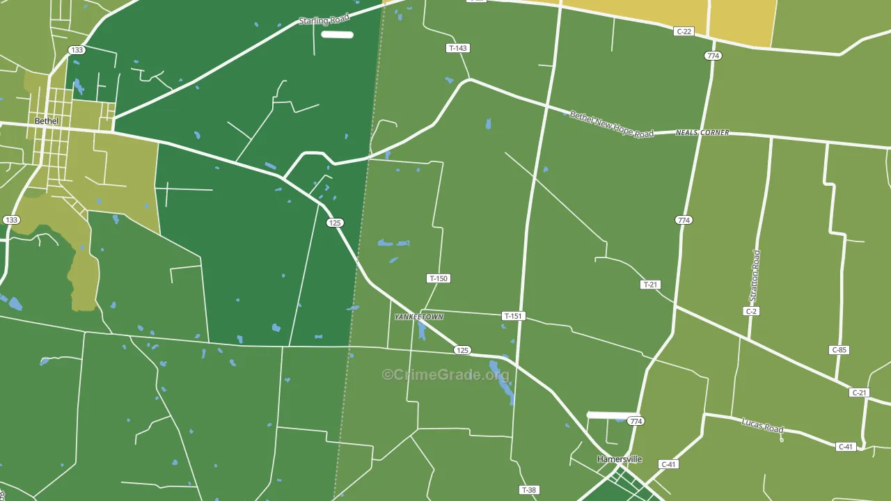 Yankeetown, OH Map of Drug-Related Crime Rates